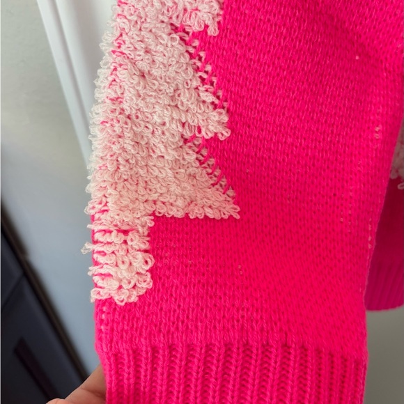 Festive Holiday Hot Pink Sweater with White Trees - Picture 6 of 7